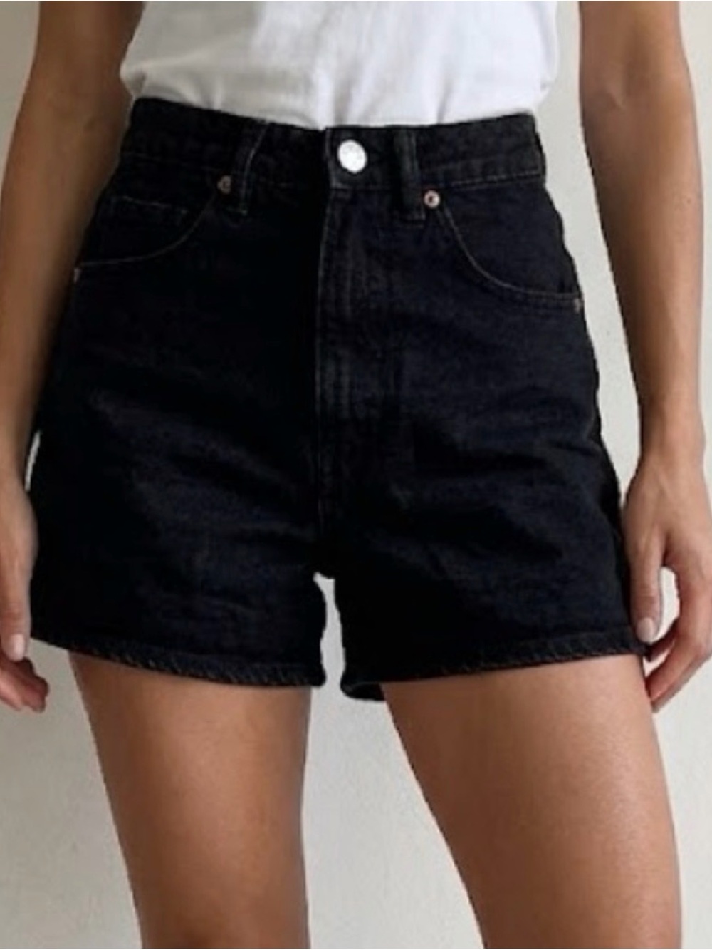 Zara Black denim Mom Shorts High-Rise